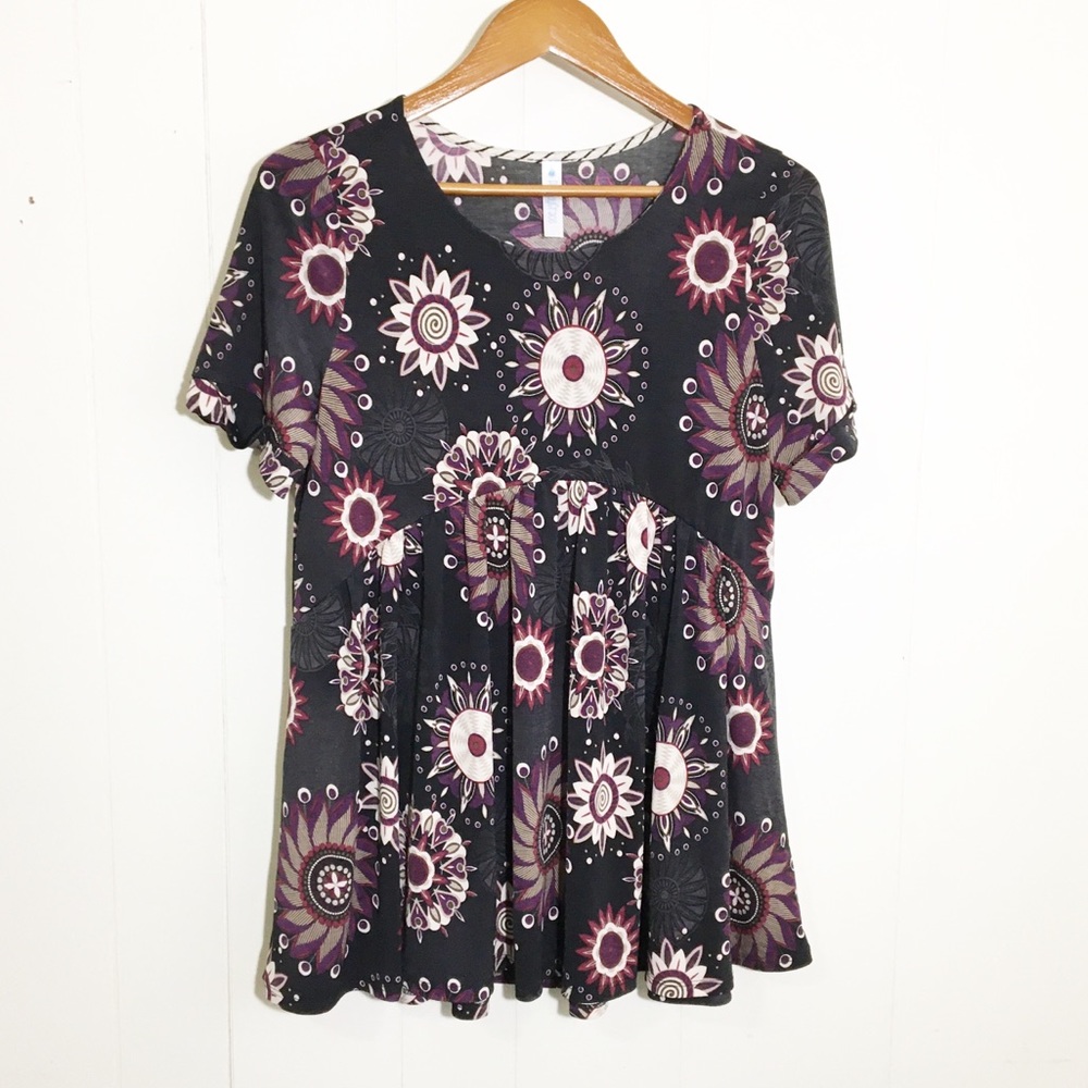 Paisley Grace Peplum Boho Floral Mandala Top